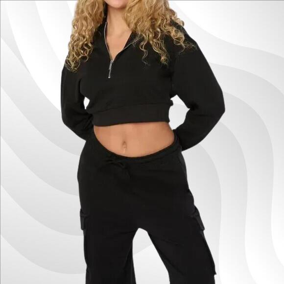 2/$50 WeWoreWhat Black Fleece Half-Zip Hoodie Size S | Cozy & Stylish Layers - Picture 1 of 8